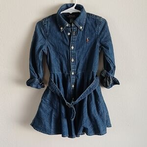 Polo Ralph Lauren Kids Denim Button Down Belted Dress Size 3